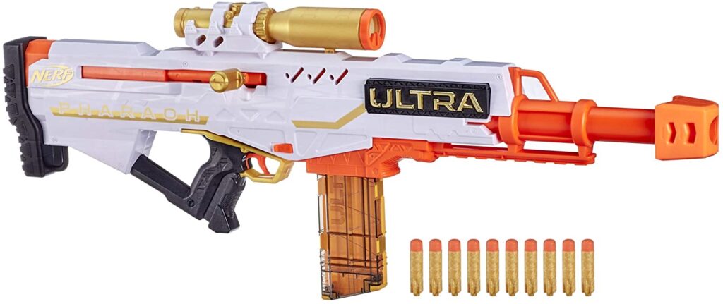 nerf ultra pharaoh bolt action toy blaster with limited edition gold darts